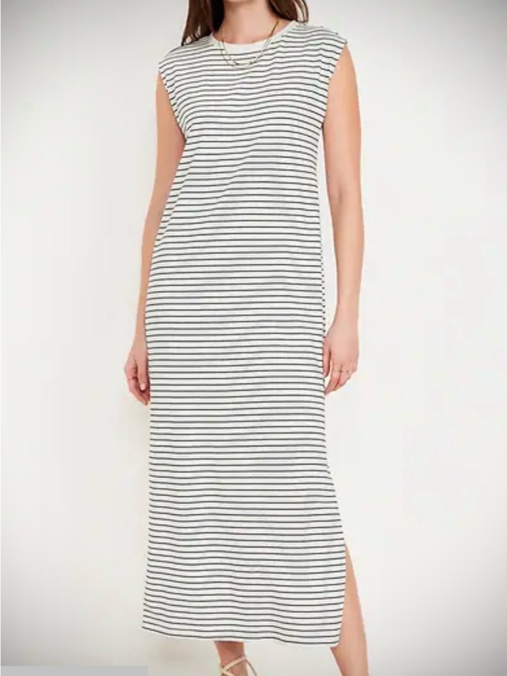Old Navy Striped Sleeveless T-Shirt Maxi Dress White/Black Size XS